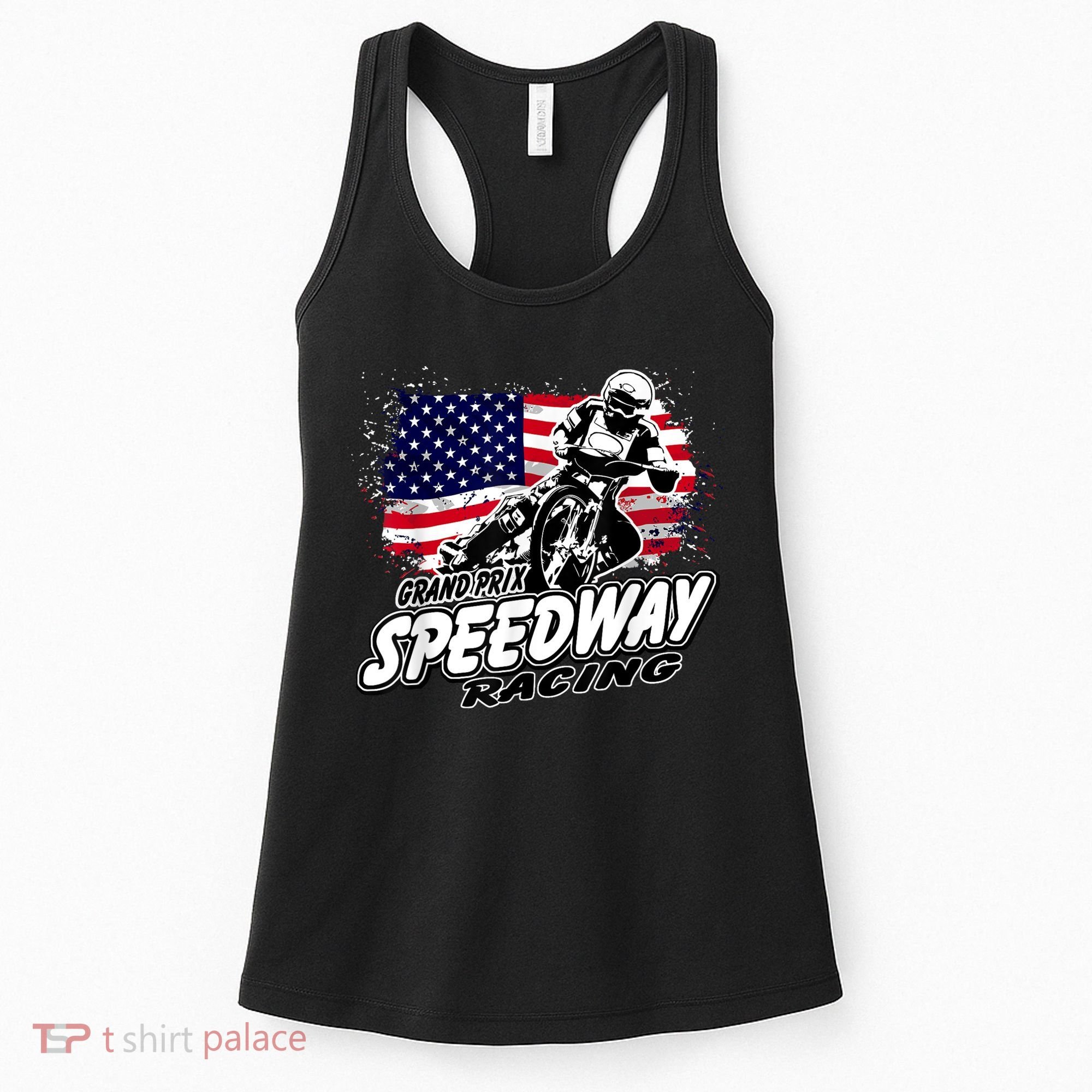 Motorcycle Speedway American Flag Flat Track Race Women's Tank Top