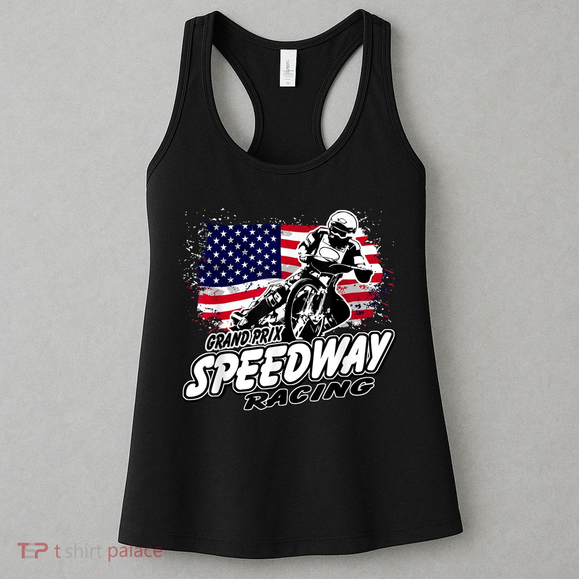 Motorcycle Speedway American Flag Flat Track Race Women's Tank Top