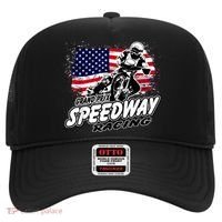 Motorcycle Speedway American Flag Flat Track Race Hat thumb 0