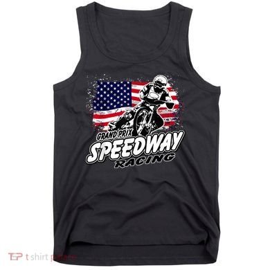 Motorcycle Speedway American Flag Flat Track Race Tank Top