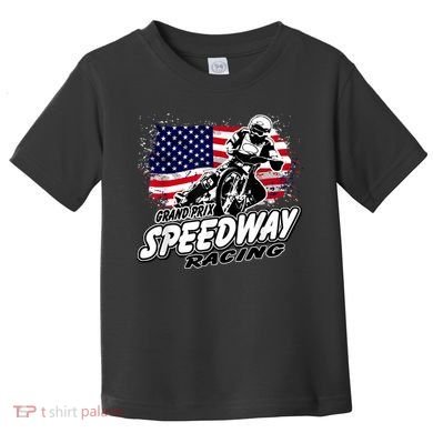 Motorcycle Speedway American Flag Flat Track Race Toddler T-Shirt