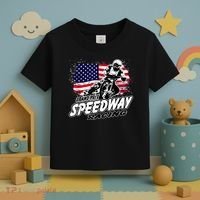 Motorcycle Speedway American Flag Flat Track Race Toddler T-Shirt thumb 3