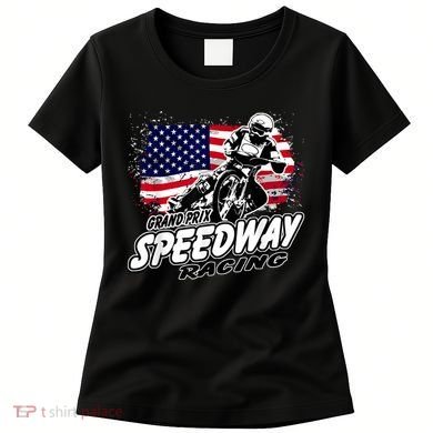 Motorcycle Speedway American Flag Flat Track Race Women's T-Shirt