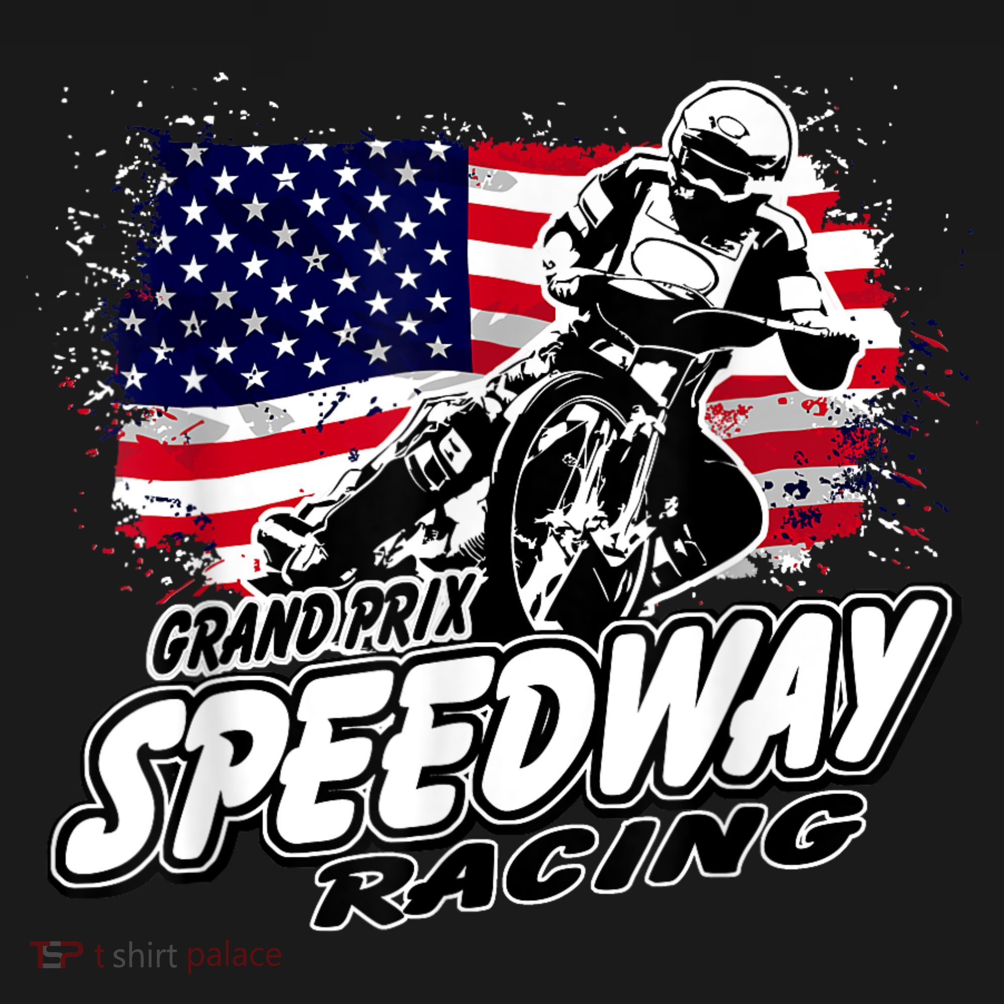 Motorcycle Speedway American Flag Flat Track Race Women's T-Shirt