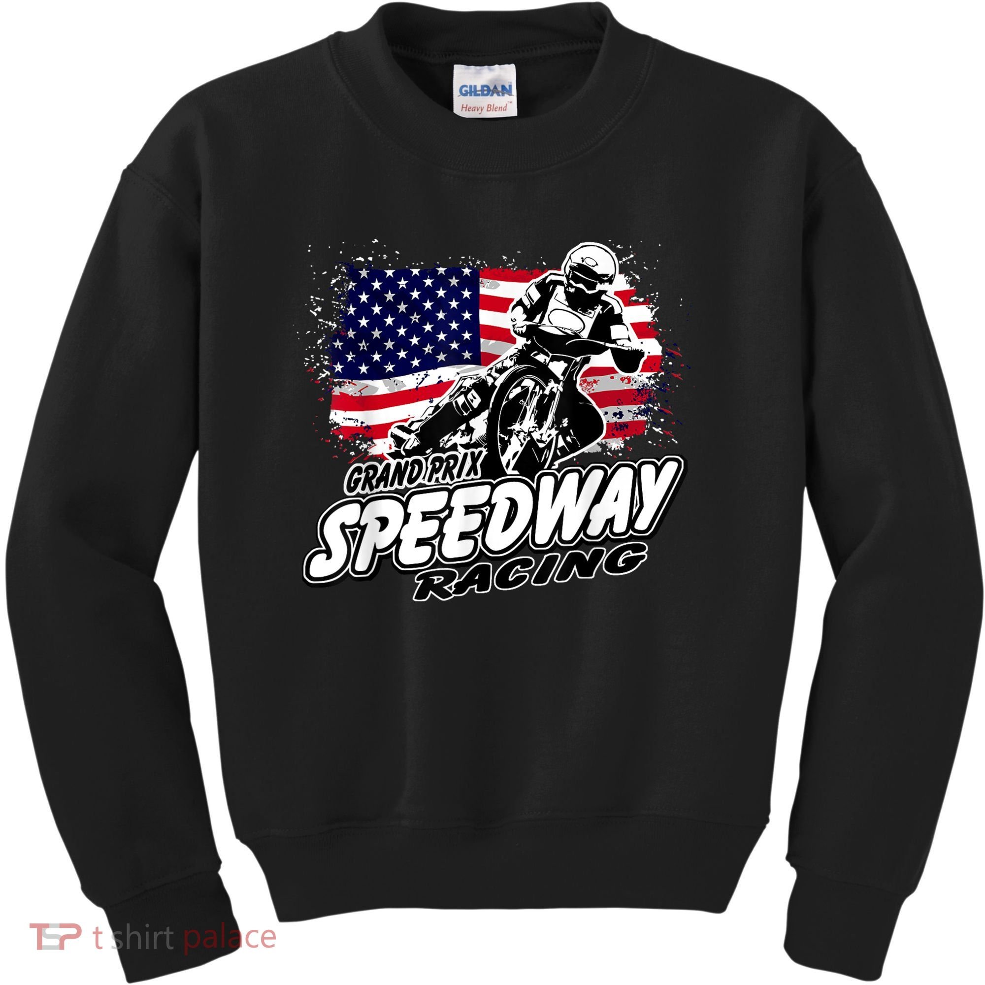 Motorcycle Speedway American Flag Flat Track Race Kids Sweatshirt