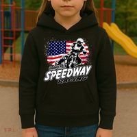 Motorcycle Speedway American Flag Flat Track Race Kids Hoodie thumb 3