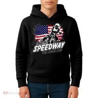 Motorcycle Speedway American Flag Flat Track Race Kids Hoodie thumb 4
