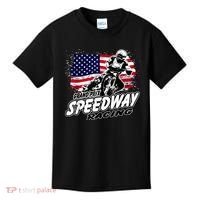 Motorcycle Speedway American Flag Flat Track Race Kids T-Shirt thumb 0