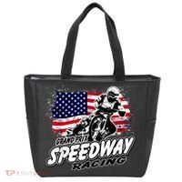 Motorcycle Speedway American Flag Flat Track Race Tote Bag thumb 0