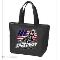 Motorcycle Speedway American Flag Flat Track Race Tote Bag thumb 3