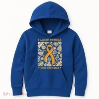Multiple Sclerosis Awareness I Wear Orange Kids Hoodie thumb 0
