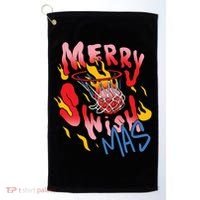 Merry Swishmas Basketball Golf Towel thumb 0