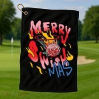 Merry Swishmas Basketball Golf Towel thumb 1
