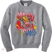 Merry Swishmas Basketball Kids Sweatshirt thumb 0