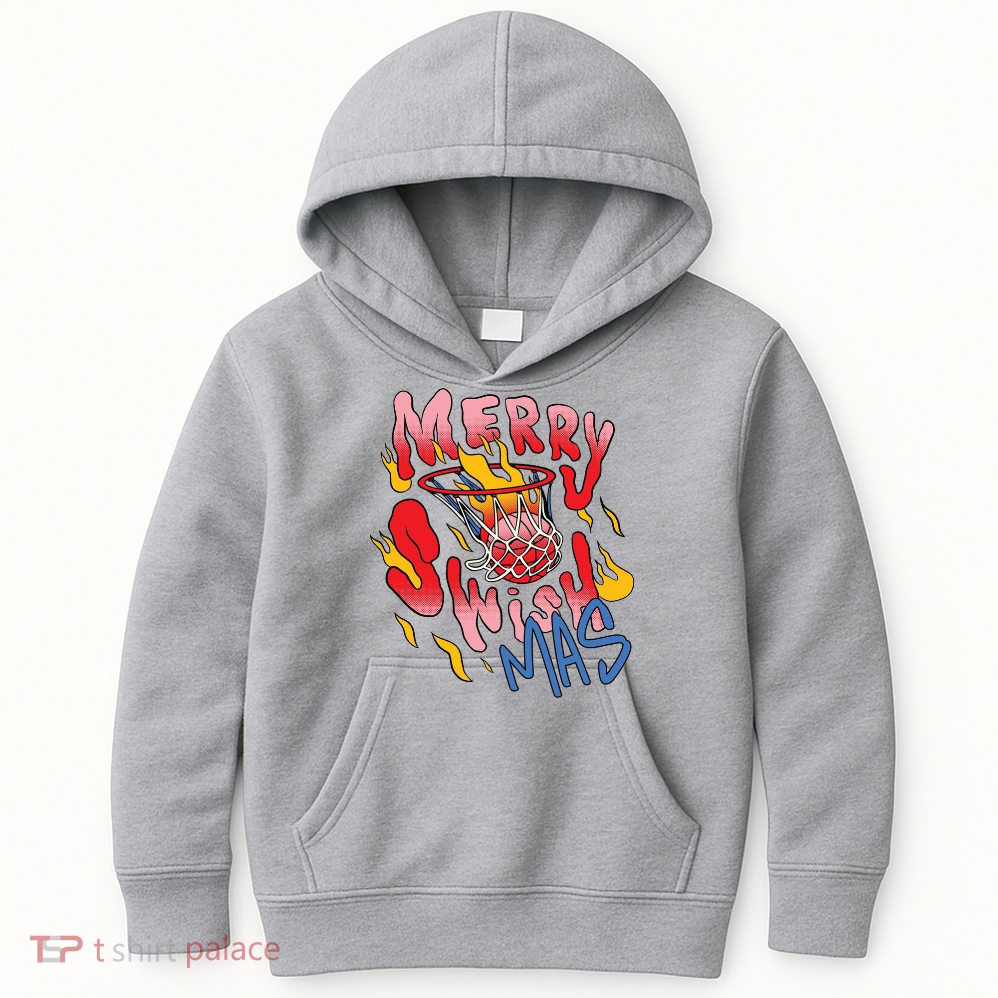 Merry Swishmas Basketball Kids Hoodie