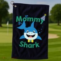 Mommy Shark Birthday Party Matching Family Golf Towel thumb 1