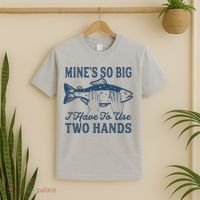 Mines So Big I Have To Use Two Hands Tshirt Funny Fishing T-Shirt thumb 2