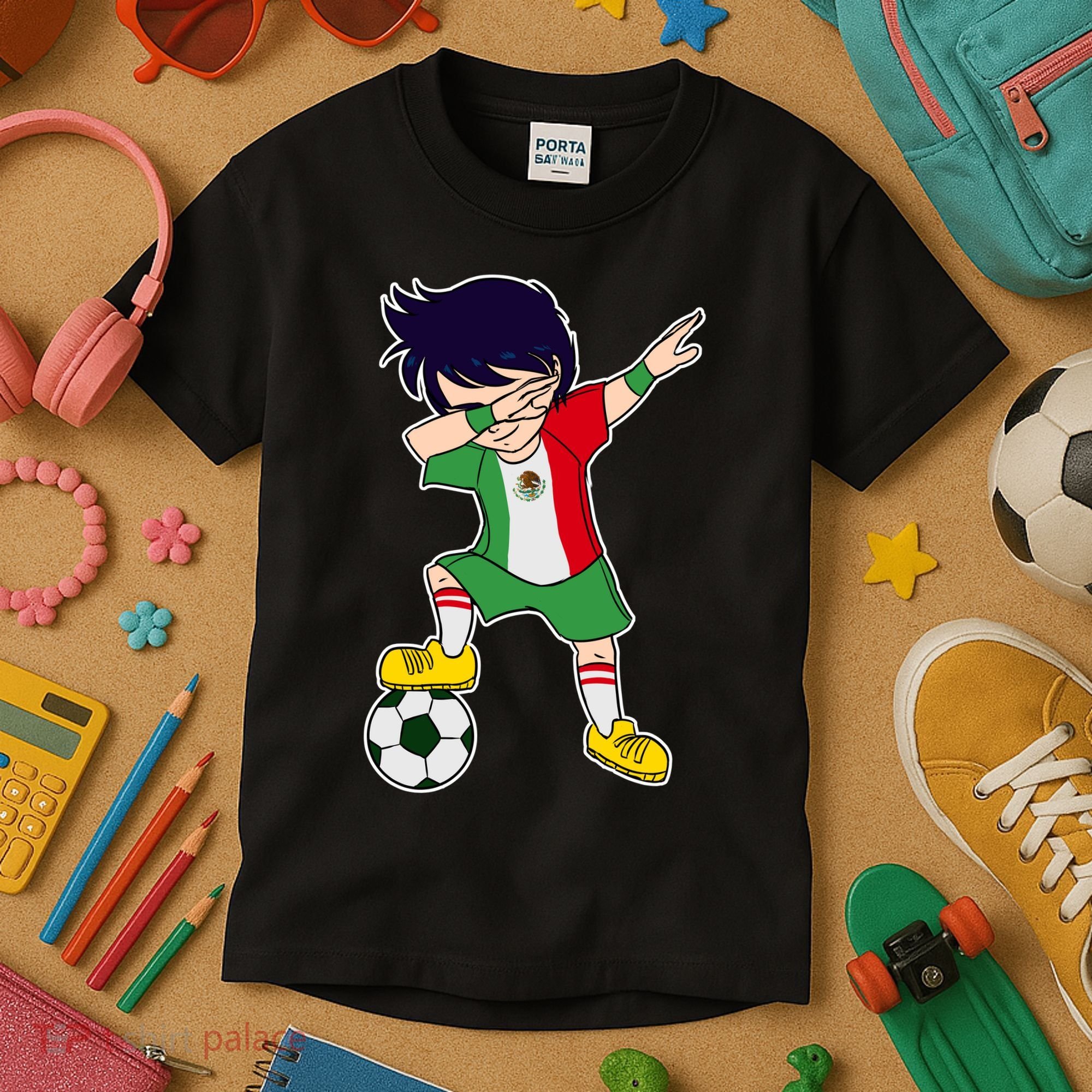 Mexican Dabbing Soccer Boy Mexico Kids T-Shirt
