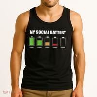 My Social Battery Low Energy Anti Social Gift Tank Top thumb 3