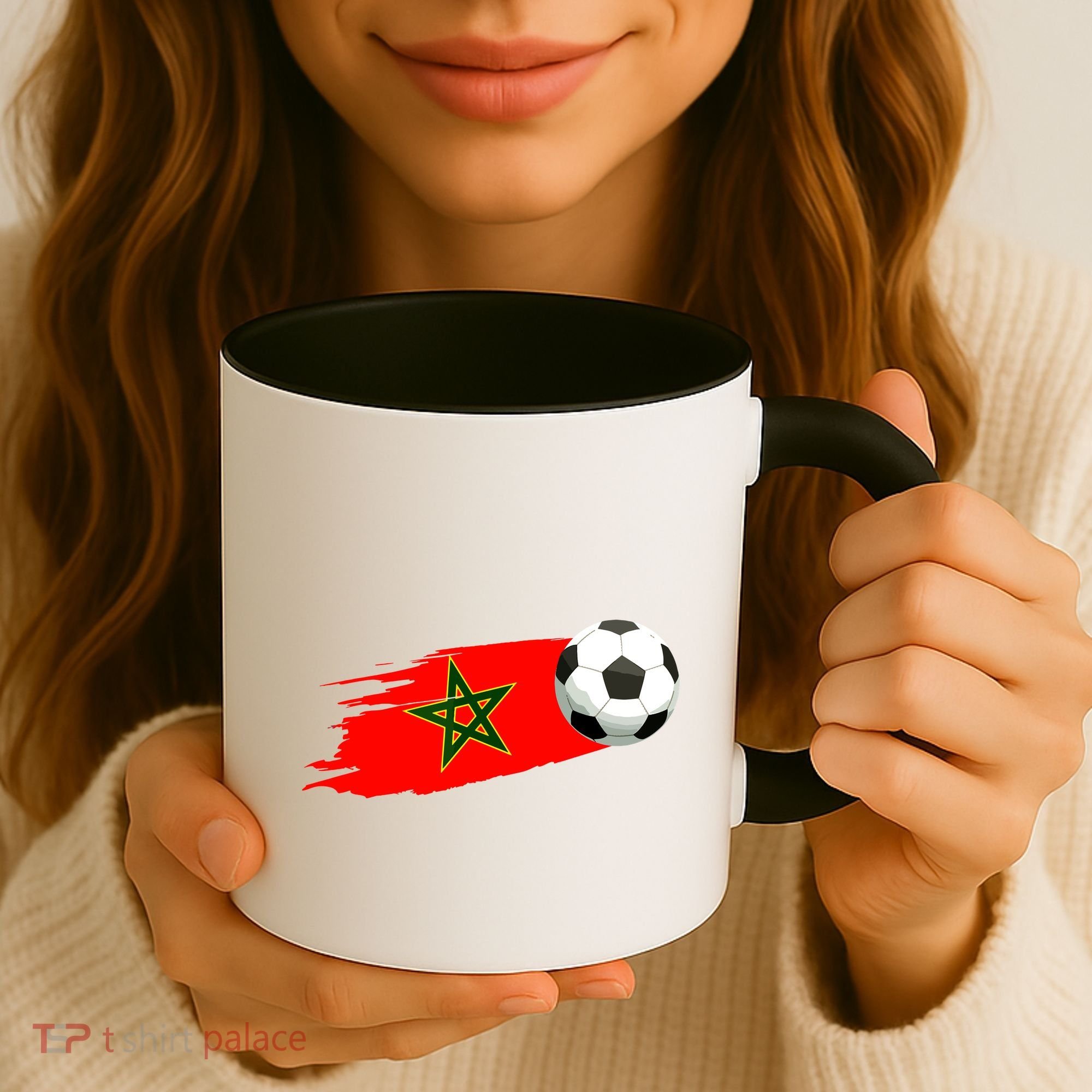 Morocco Soccer Ball Morocco Flag Jersey Morocco Football Coffee Mug