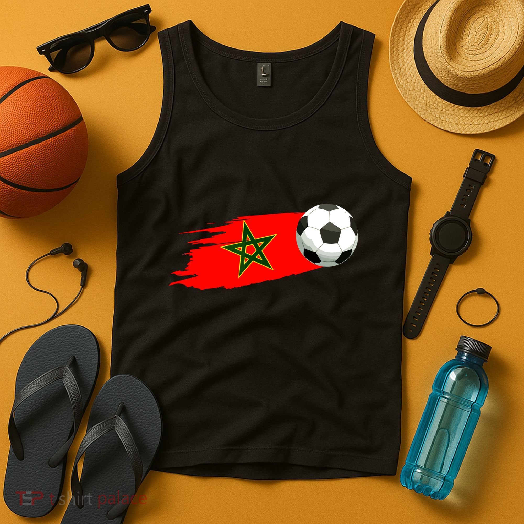 Morocco Soccer Ball Morocco Flag Jersey Morocco Football Tank Top