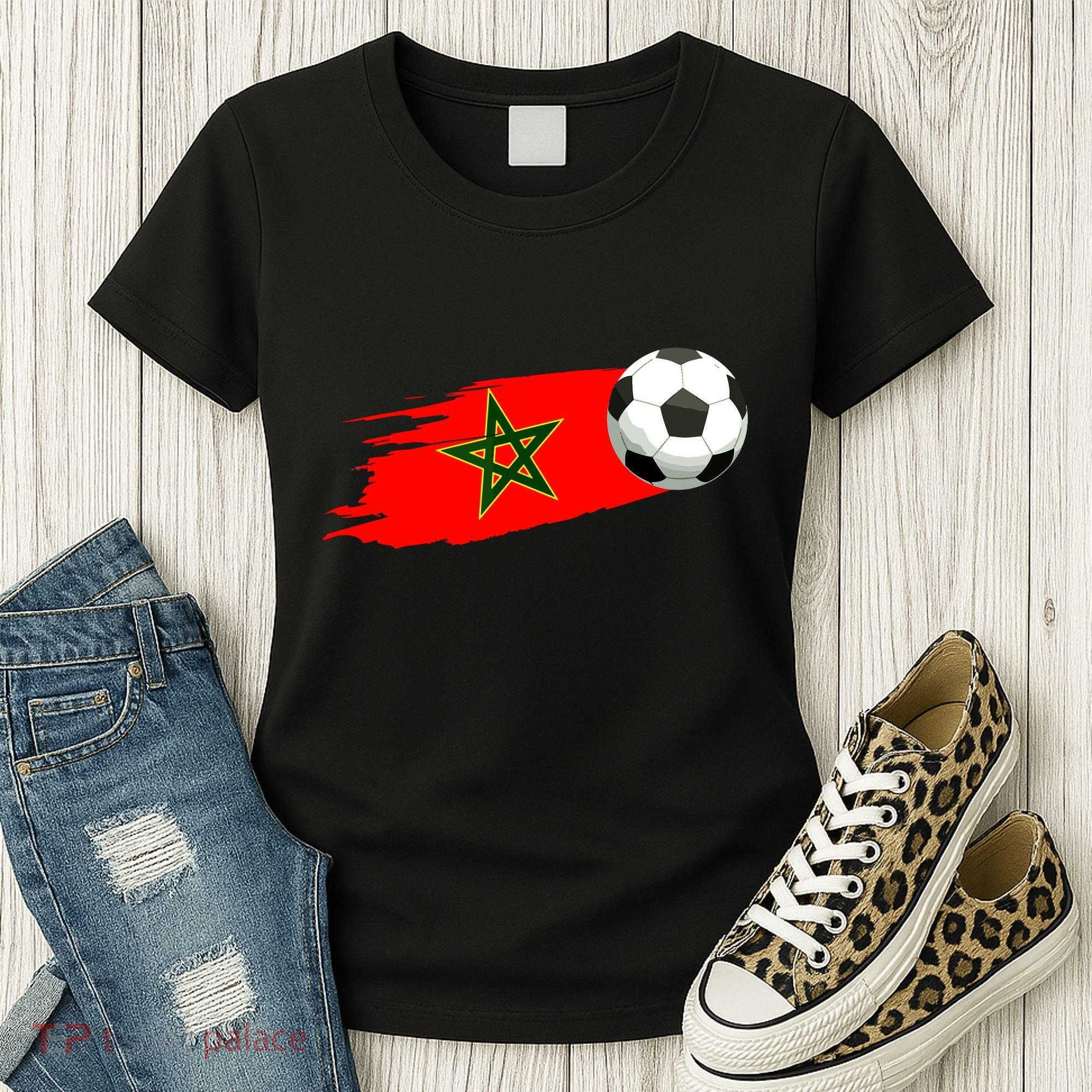 Morocco Soccer Ball Morocco Flag Jersey Morocco Football Women's T-Shirt