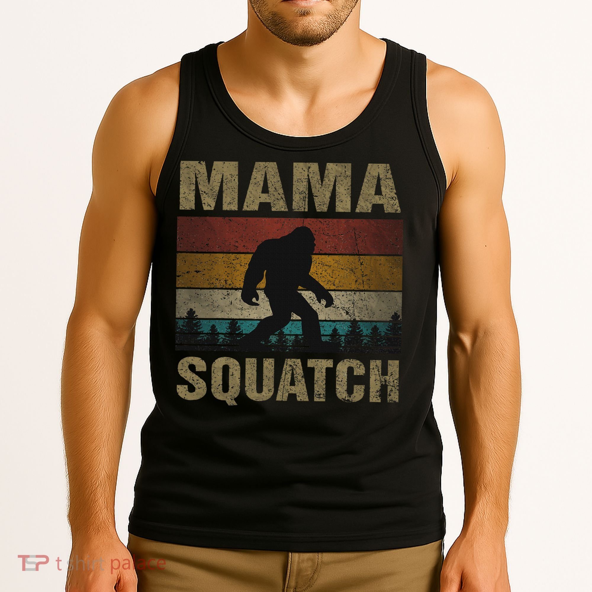 Mama Squatch Bigfoot Mama Sasquatch Yeti Family Matching Tank Top