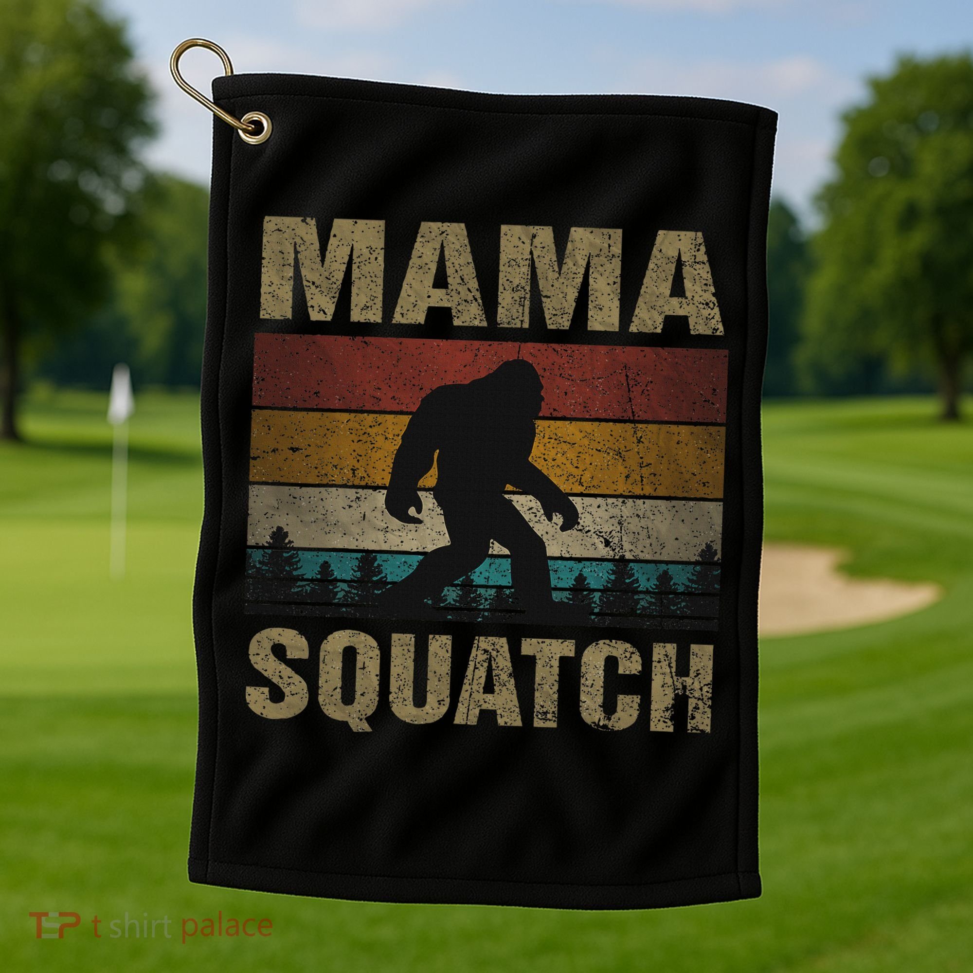 Mama Squatch Bigfoot Mama Sasquatch Yeti Family Matching Golf Towel