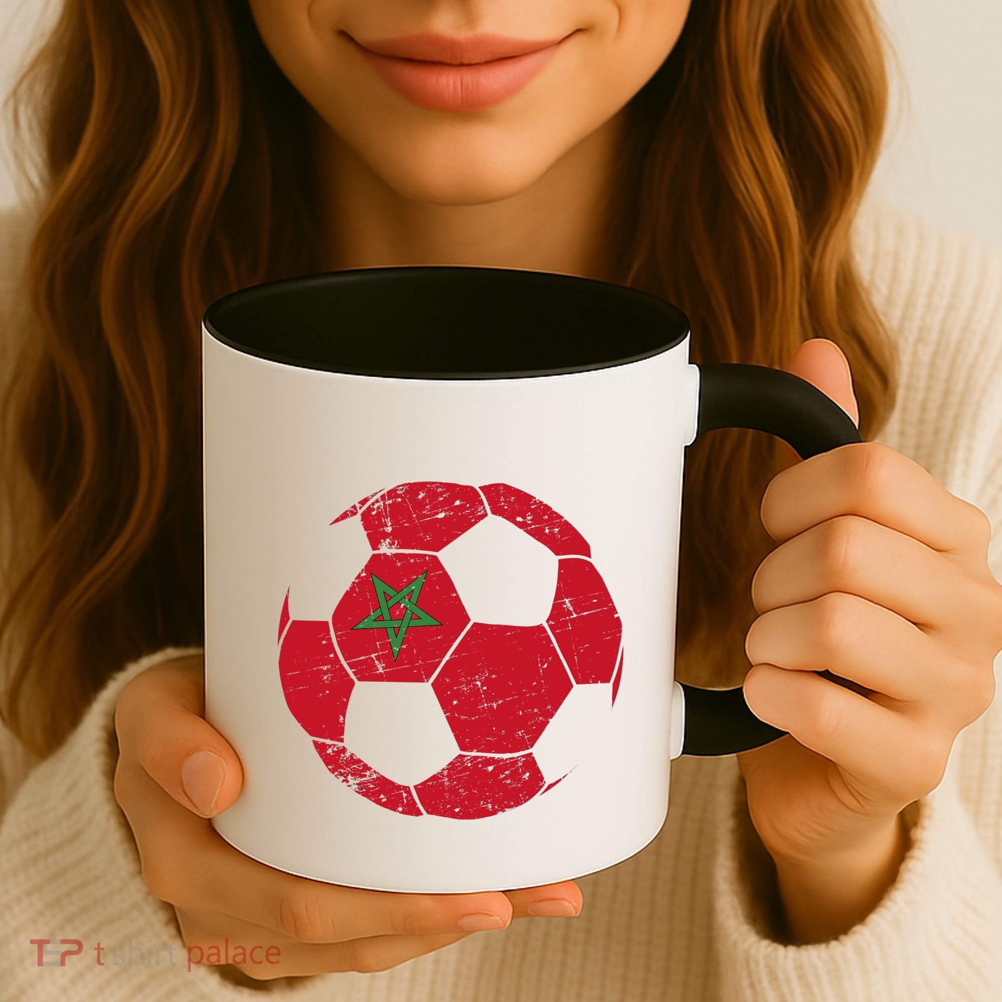Morocco Soccer Ball Flag Moroccan Football Soccer Coffee Mug