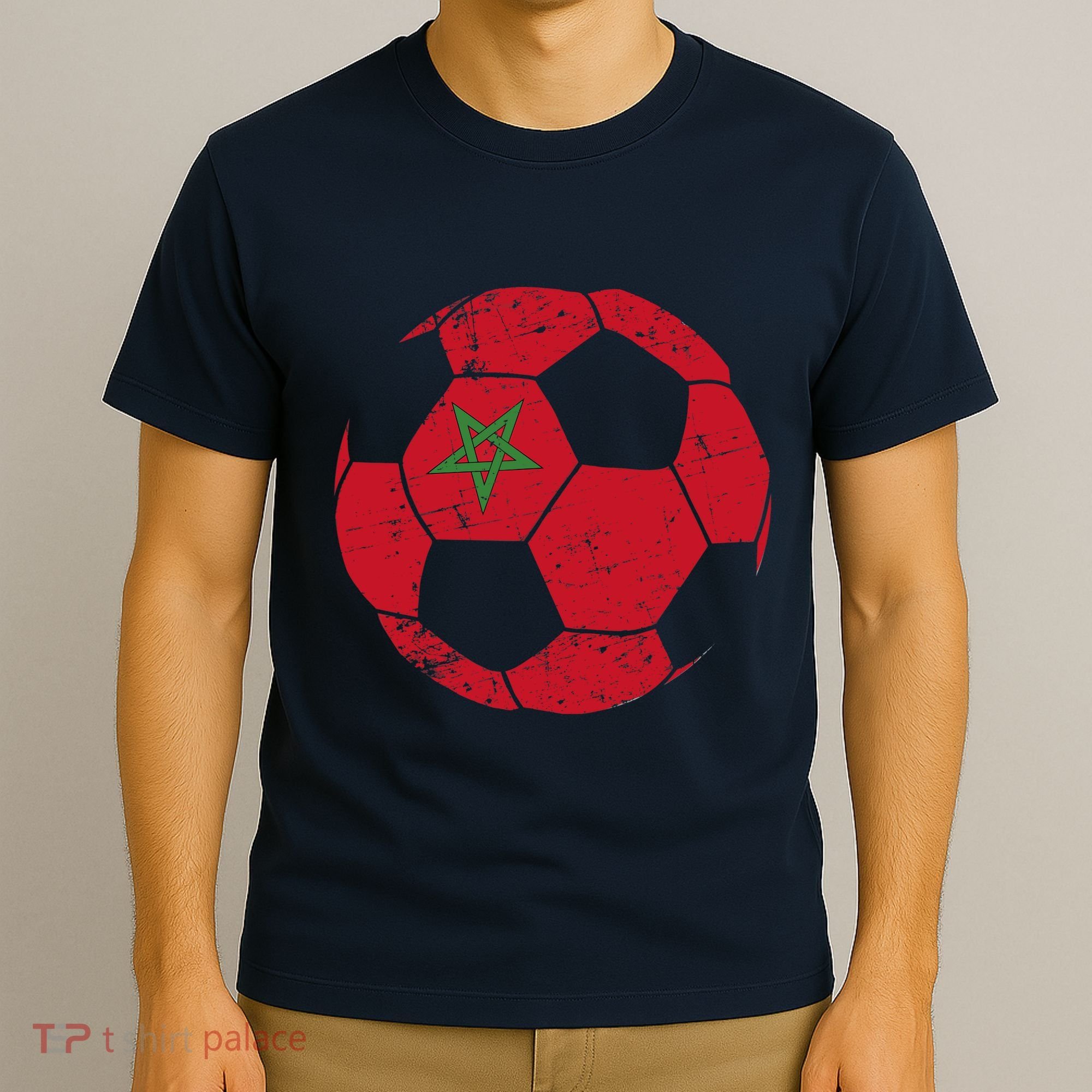 Morocco Soccer Ball Flag Moroccan Football Soccer T-Shirt
