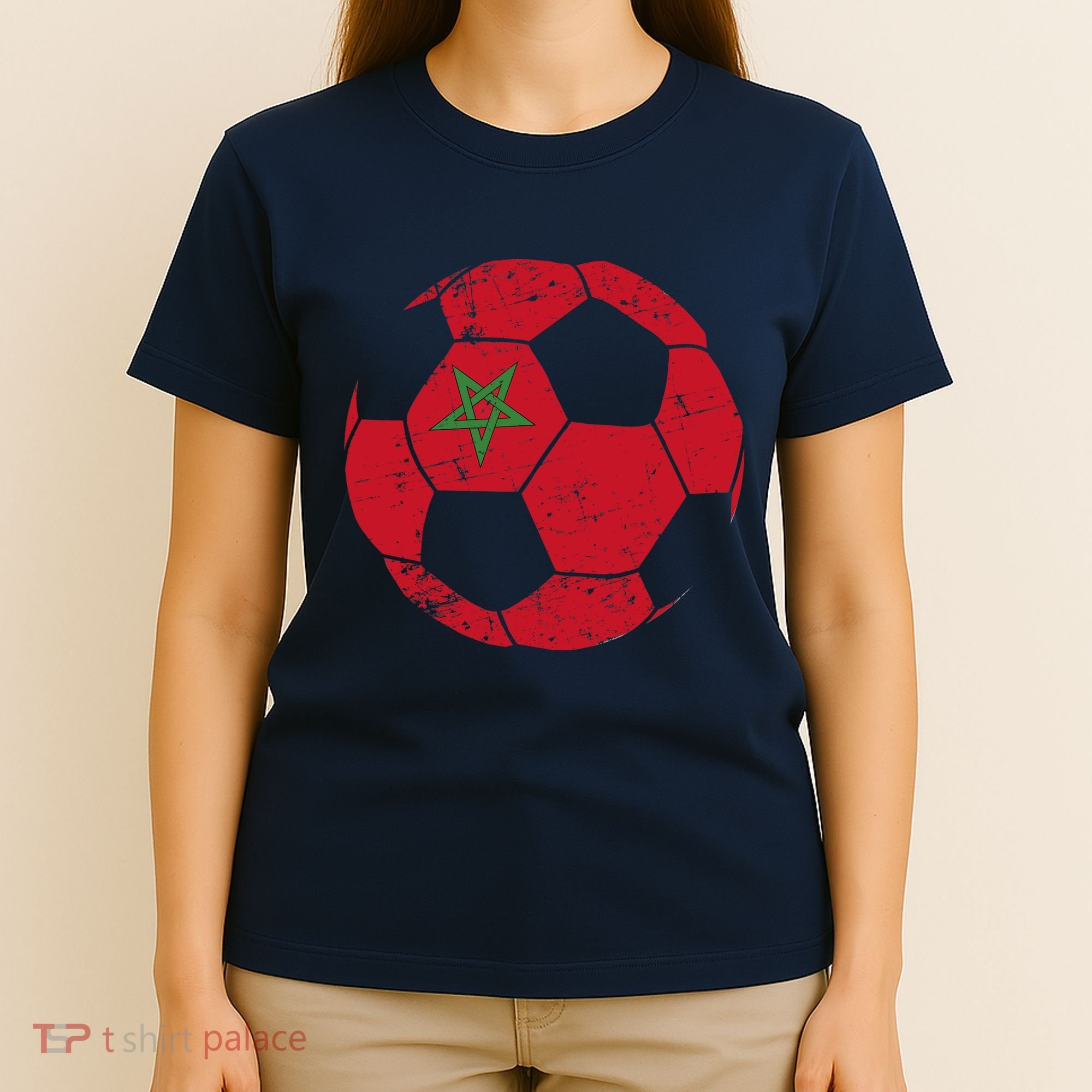 Morocco Soccer Ball Flag Moroccan Football Soccer T-Shirt