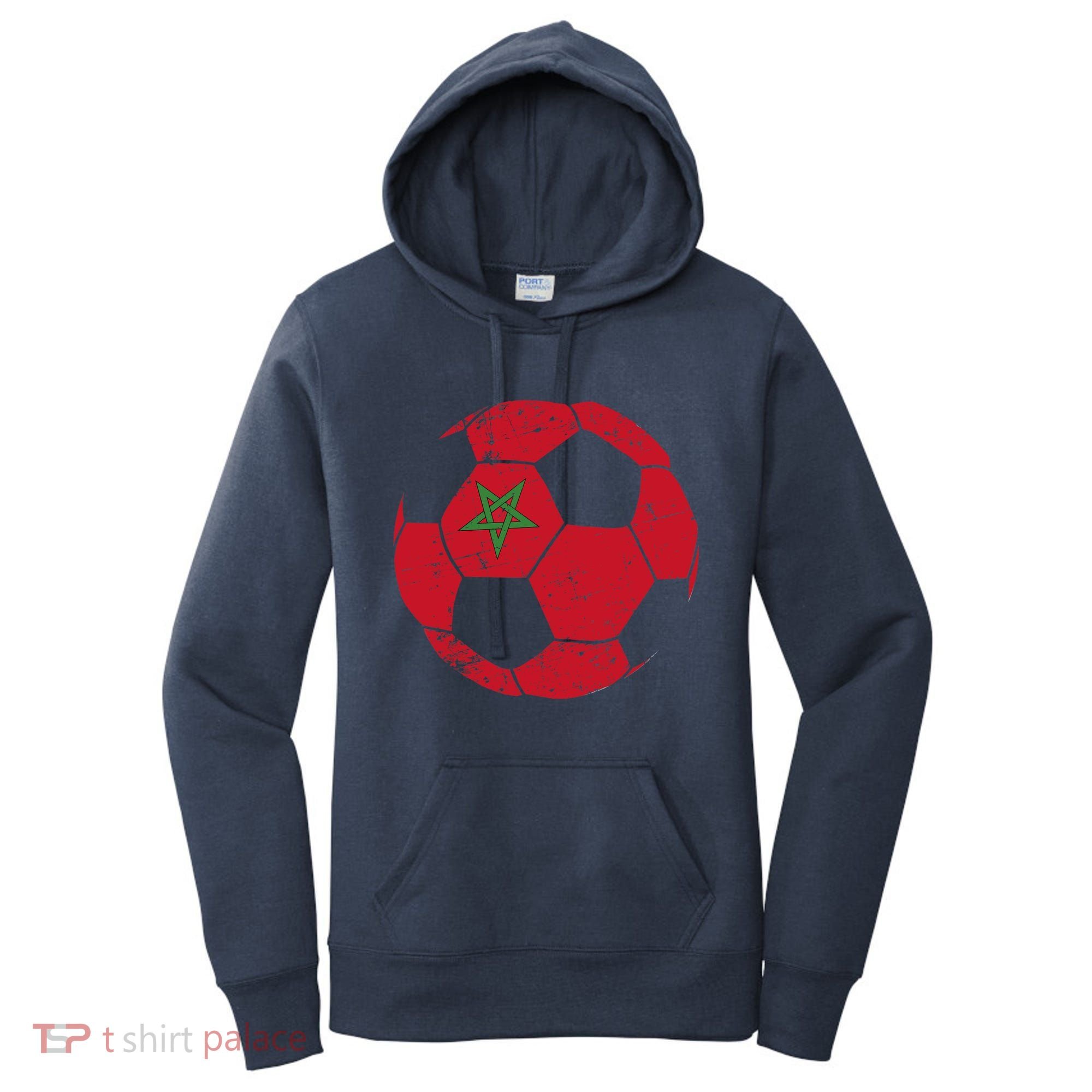 Morocco Soccer Ball Flag Moroccan Football Soccer Women's Hoodie
