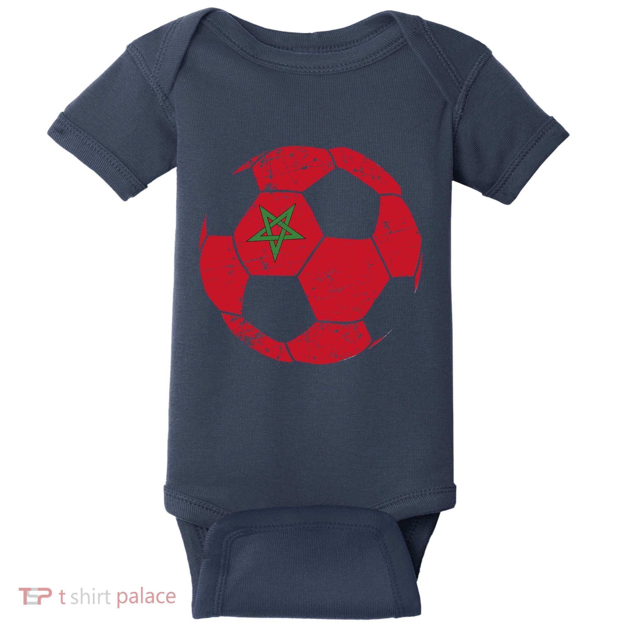 Morocco Soccer Ball Flag Moroccan Football Soccer Baby Bodysuit