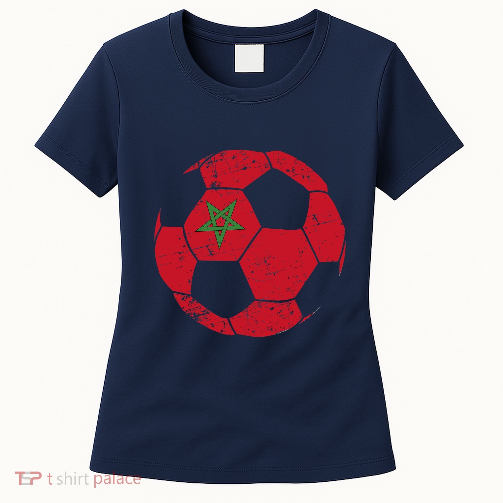 Morocco Soccer Ball Flag Moroccan Football Soccer Women's T-Shirt