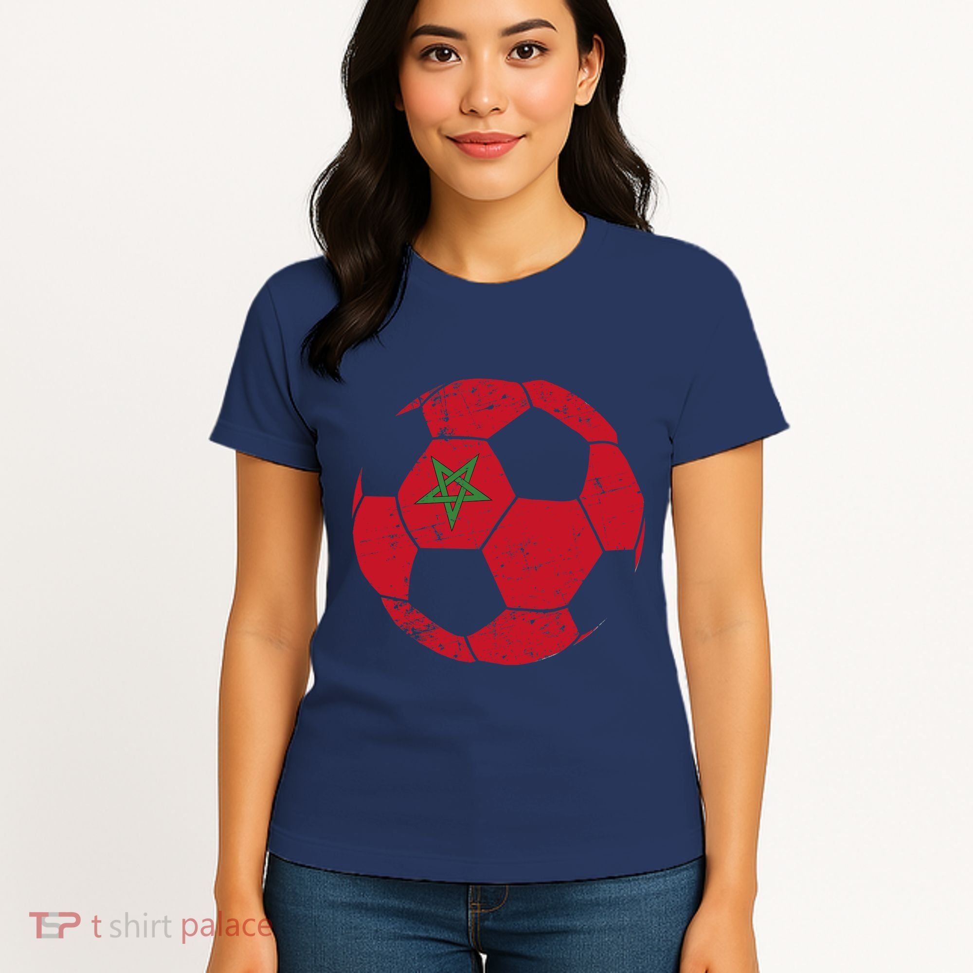 Morocco Soccer Ball Flag Moroccan Football Soccer Women's T-Shirt