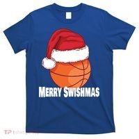 Merry Swishmas Basketball Christmas Sports Lover Santa Hat Gift T-Shirt thumb 0