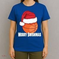 Merry Swishmas Basketball Christmas Sports Lover Santa Hat Gift T-Shirt thumb 4