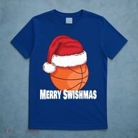 Merry Swishmas Basketball Christmas Sports Lover Santa Hat Gift T-Shirt thumb 5