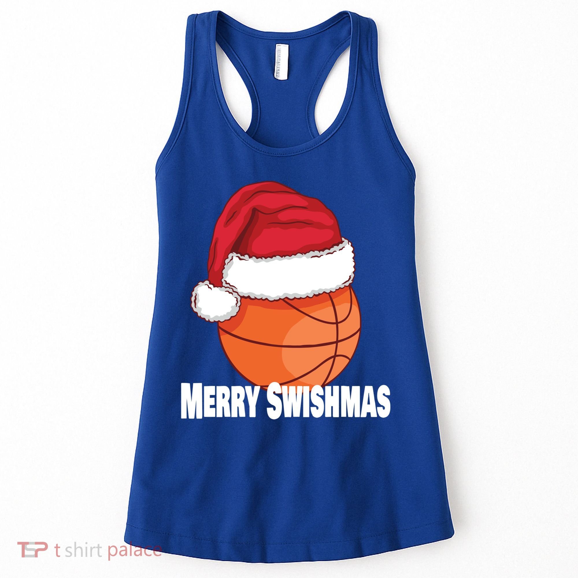 Merry Swishmas Basketball Christmas Sports Lover Santa Hat Gift Women's Tank Top