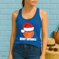 Merry Swishmas Basketball Christmas Sports Lover Santa Hat Gift Women's Tank Top thumb 2