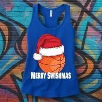 Merry Swishmas Basketball Christmas Sports Lover Santa Hat Gift Women's Tank Top thumb 3