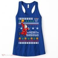 Merry Swishmas Basketball Christmas Sweater Plaid Xmas Santa Gift Women's Tank Top thumb 0