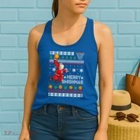 Merry Swishmas Basketball Christmas Sweater Plaid Xmas Santa Gift Women's Tank Top thumb 2