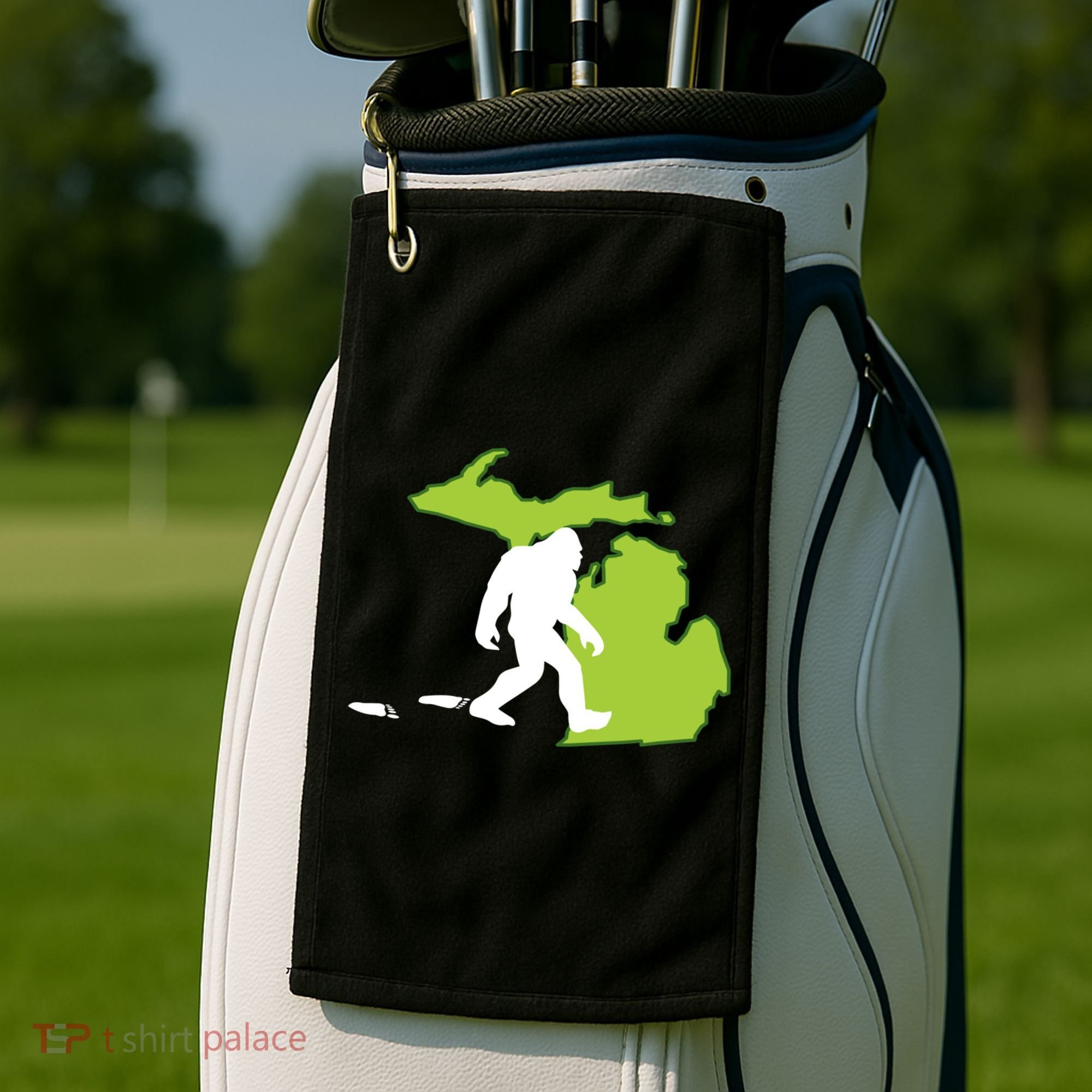Michigan State Bigfoot Hunter Gift Great Gift Golf Towel