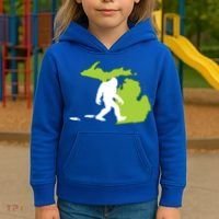 Michigan State Bigfoot Hunter Gift Great Gift Kids Hoodie thumb 3