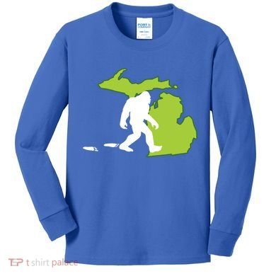 Michigan State Bigfoot Hunter Gift Great Gift Kids Long Sleeve Shirt