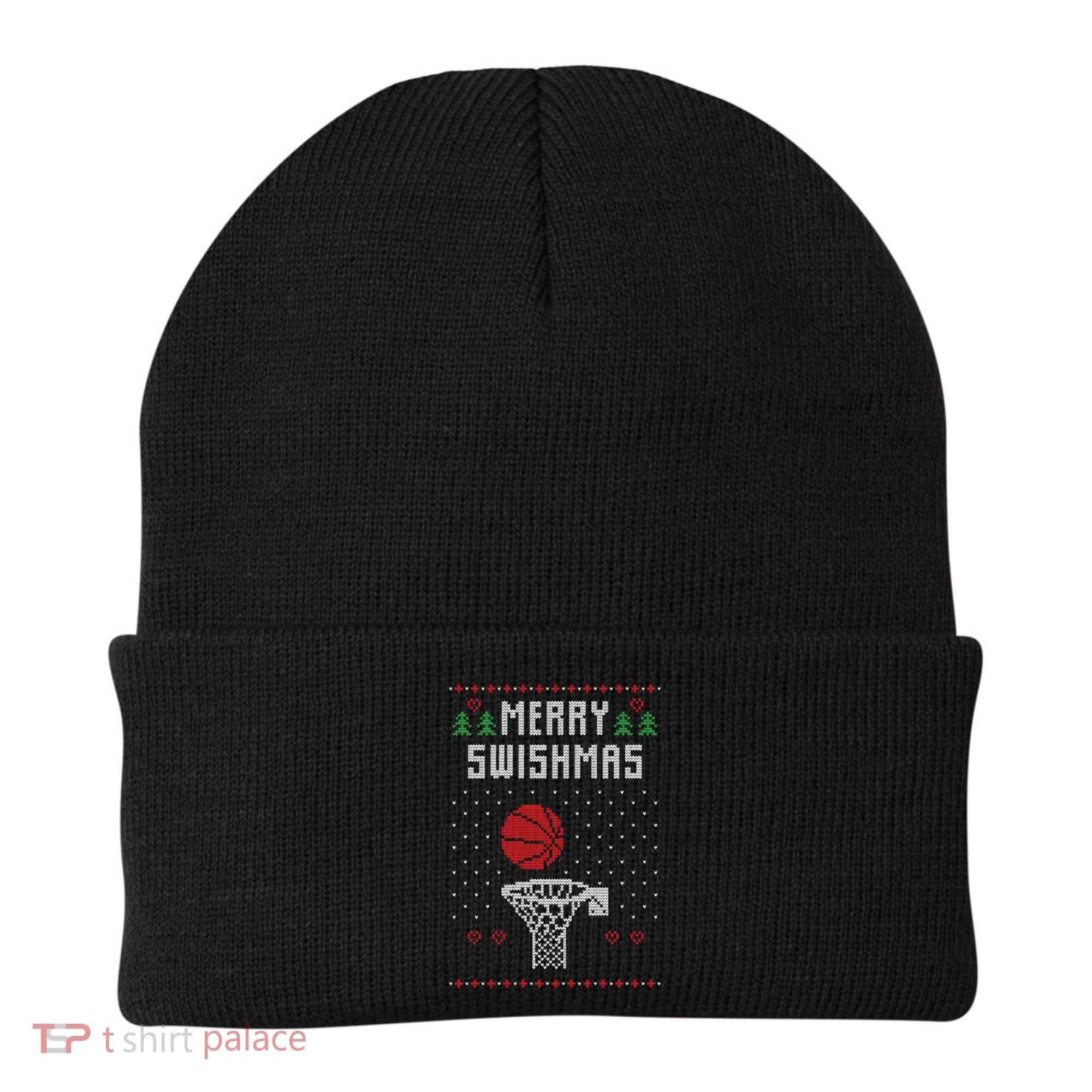 Merry Swishmas Basketball Ugly Christmas Sweaters Great Gift Beanie