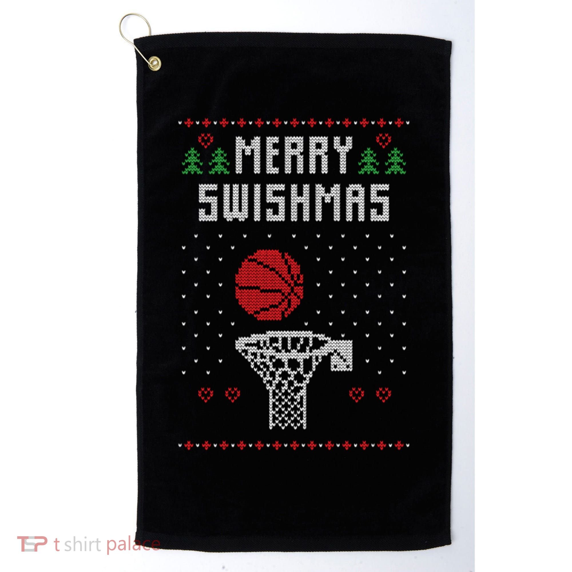 Merry Swishmas Basketball Ugly Christmas Sweaters Great Gift Golf Towel