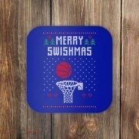Merry Swishmas Basketball Ugly Christmas Sweaters Great Gift Coaster thumb 0