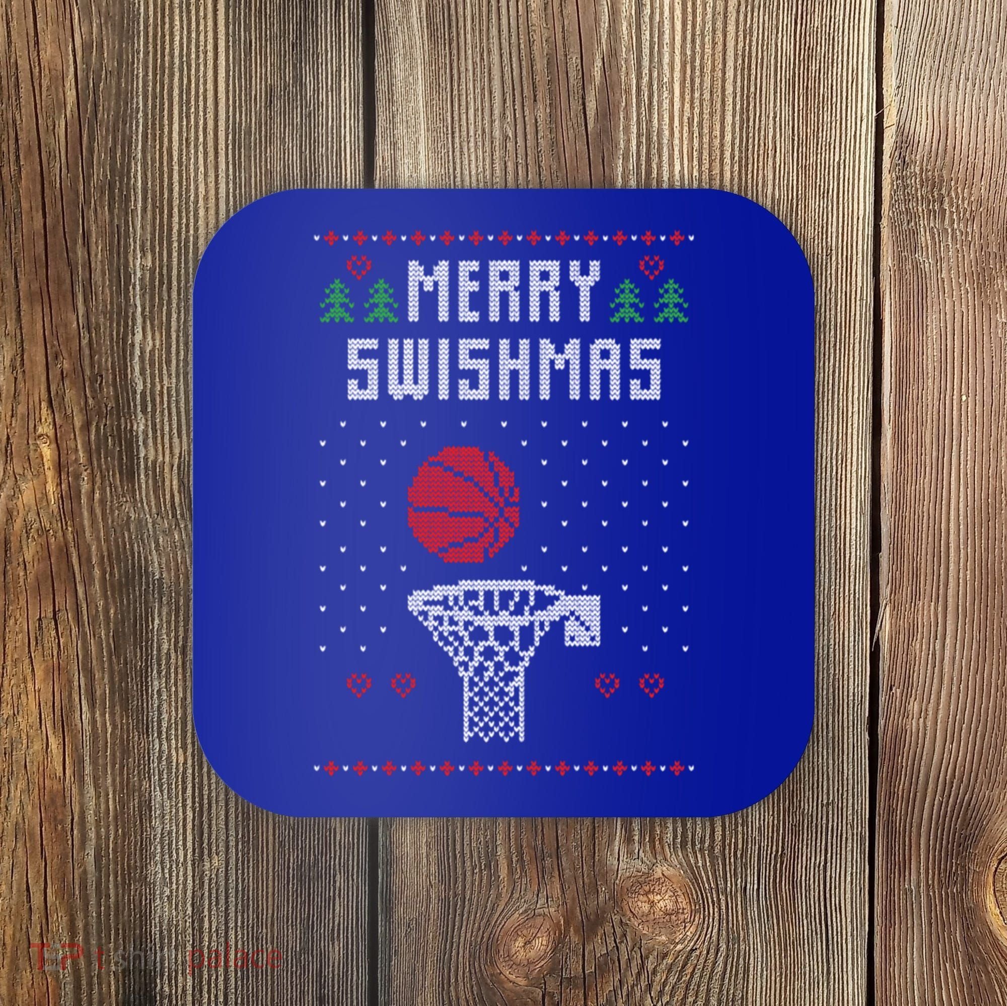 Merry Swishmas Basketball Ugly Christmas Sweaters Great Gift Coaster